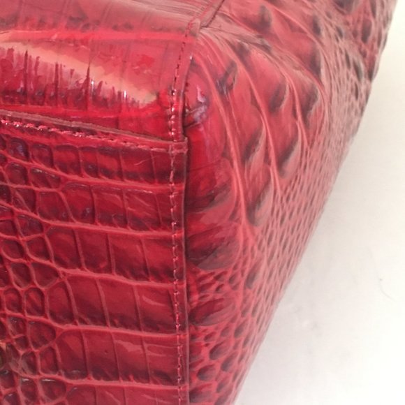 Brahmin Red Med Asher Melborne Croc Shoulder Bag Purse Tote Zip Top Cell Pocket - Picture 9 of 17